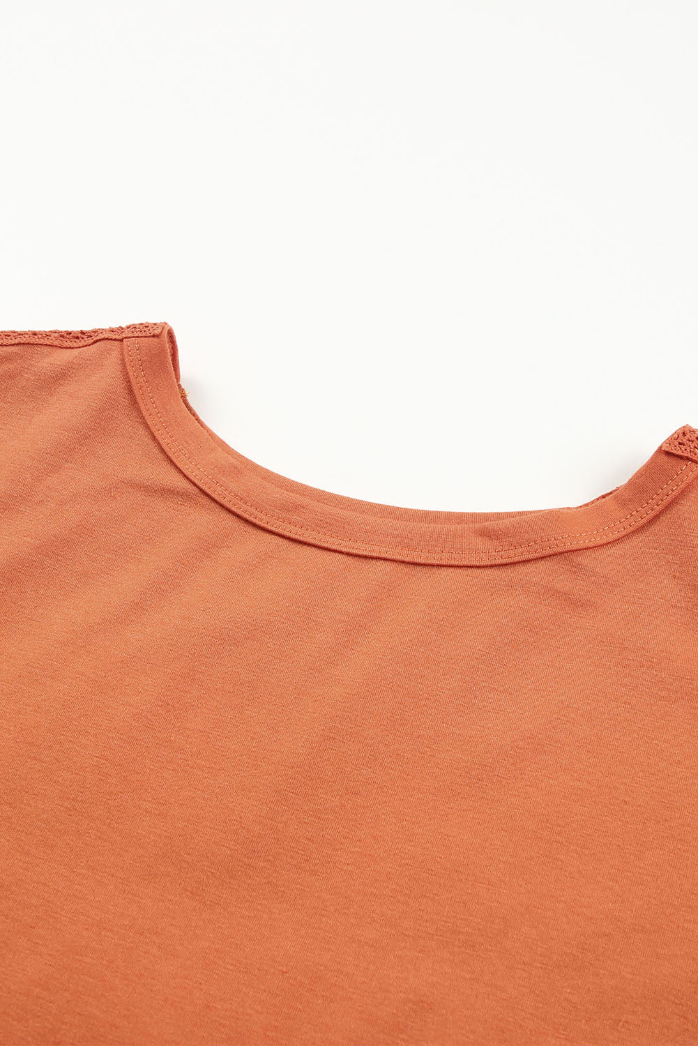 Terracotta top met print en kant