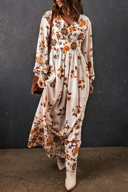 Maxi Jurk met Retro Bloemenprint