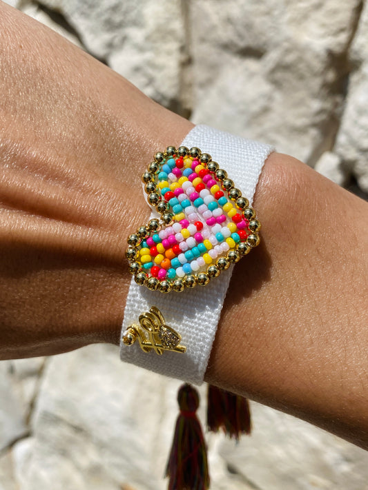 Polsband uit textiel - Heart - Ibiza