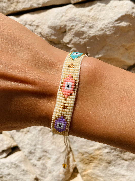 Miyuki armband - Peacock Pastel