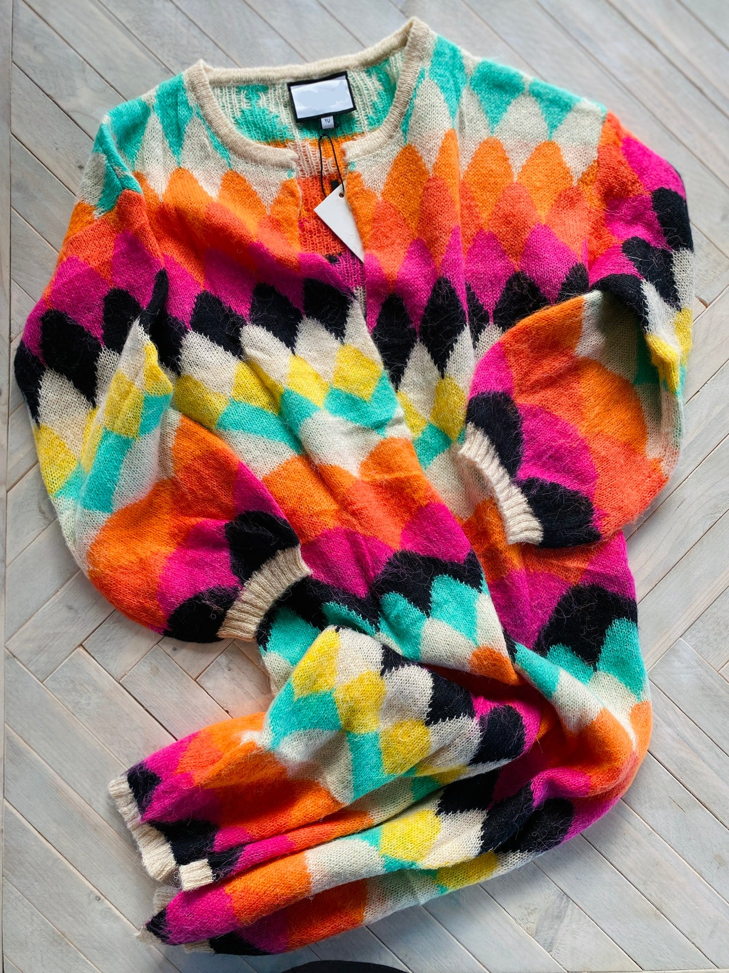Boho-Chic Pull met Kleurrijk Patroon