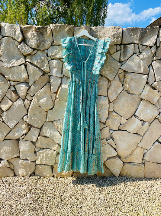 Straight from Ibiza - Maxi Jurk - Licht Turquoise