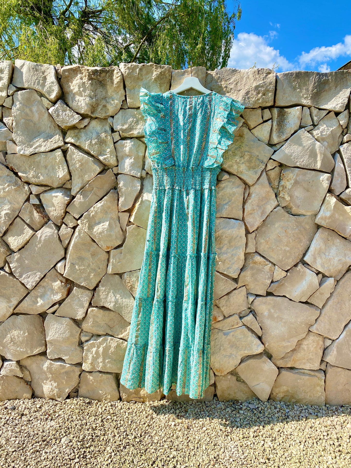 Straight from Ibiza - Maxi Jurk - Licht Turquoise