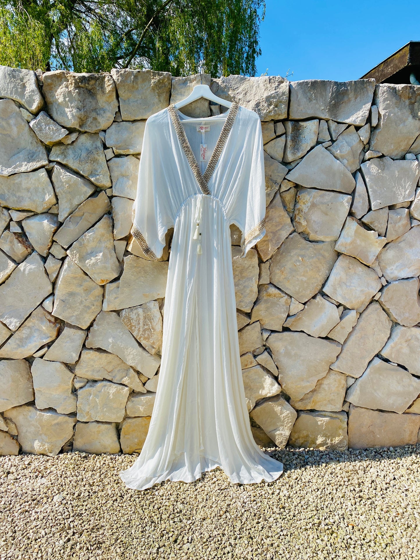 Straight from Ibiza - Stijlvolle Lange Jurk in Wit - M/L