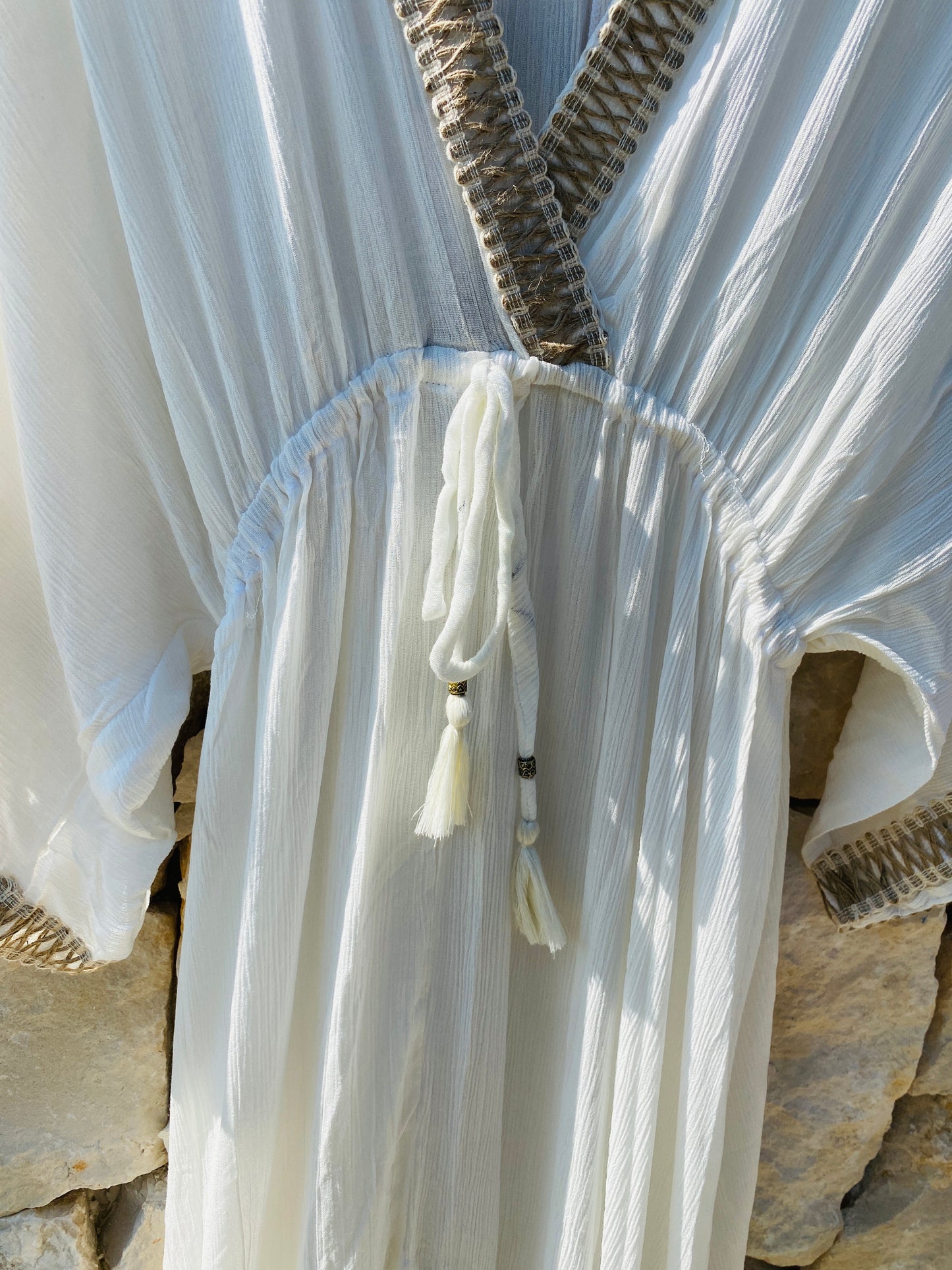 Straight from Ibiza - Stijlvolle Lange Jurk in Wit - M/L