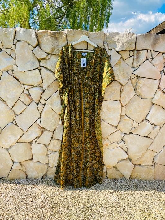 Straight from Ibiza - Maxi Jurk in Groen-Bruin - M