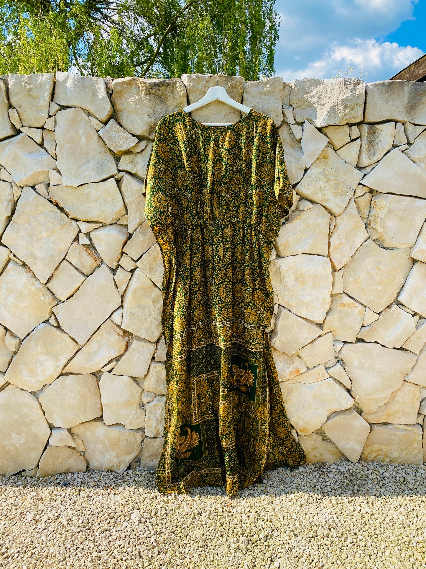 Straight from Ibiza - Maxi Jurk in Groen-Bruin - M