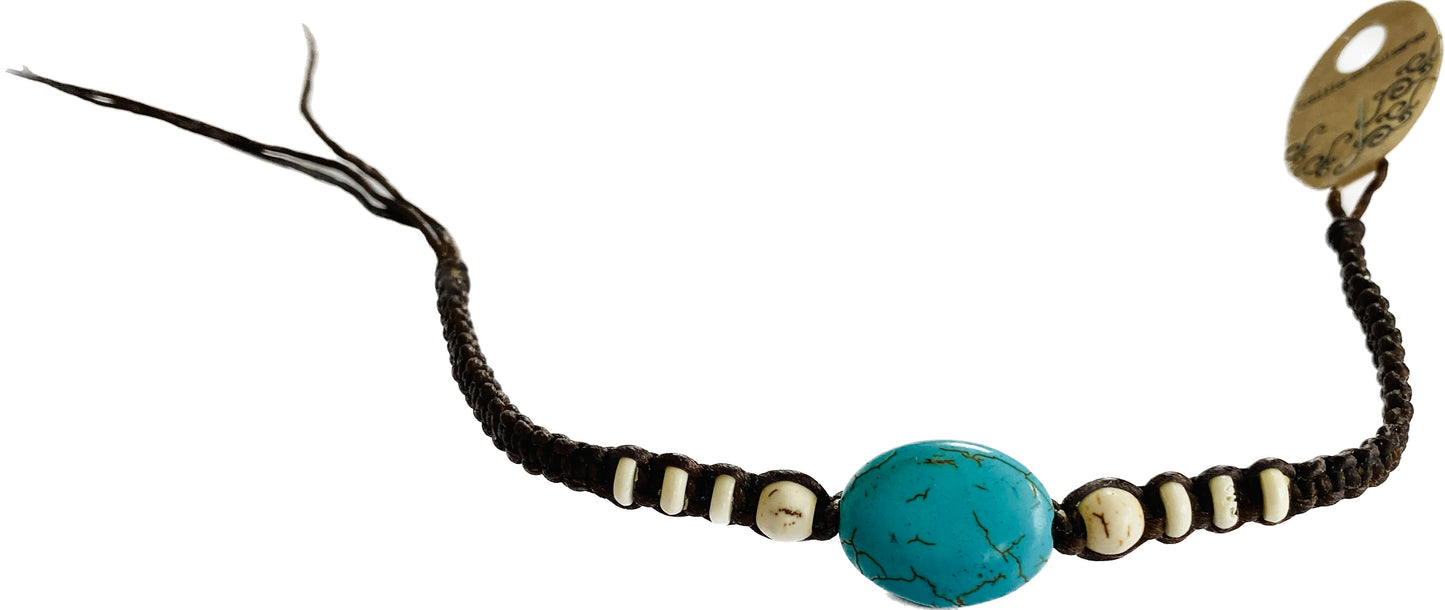 Armband Turquoise Steen - Donkerbruin