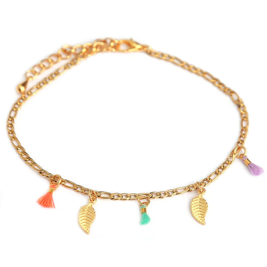 Enkelbandje met Regenboogveertjes
