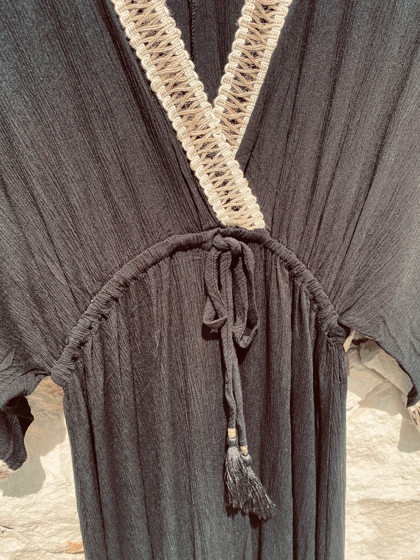 Straight from Ibiza - Stijlvolle Lange Jurk in Zwart - M/L