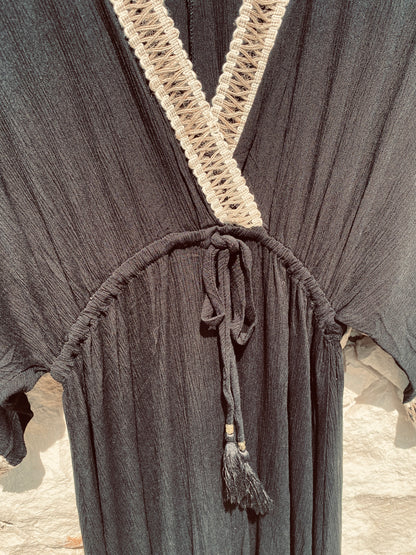 Straight from Ibiza - Stijlvolle Lange Jurk in Zwart - M/L